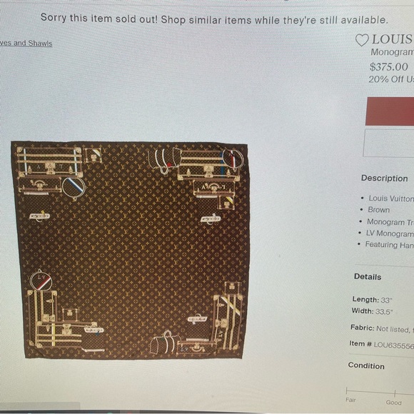 Louis Vuitton Monogram Brown Trunks Silk Square Scarf new without tags! - Picture 14 of 15